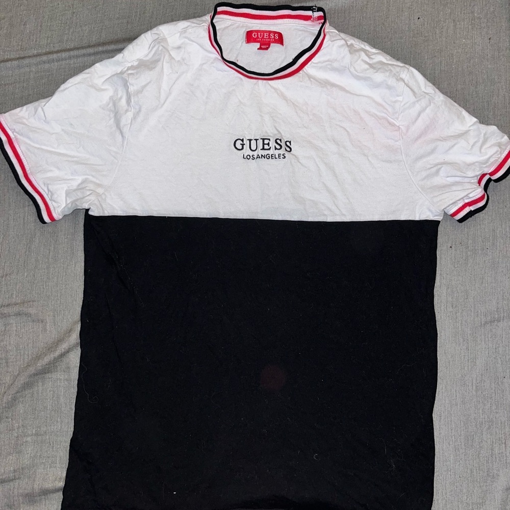 GUESS Men's Two-Tone Black and White Tee